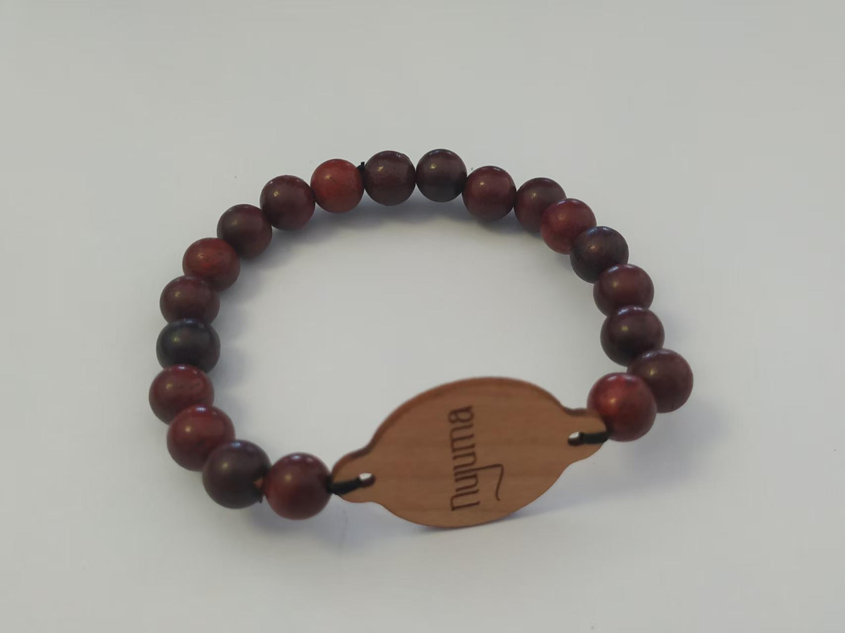 RFID Wristband of wooden cards and wooden beads