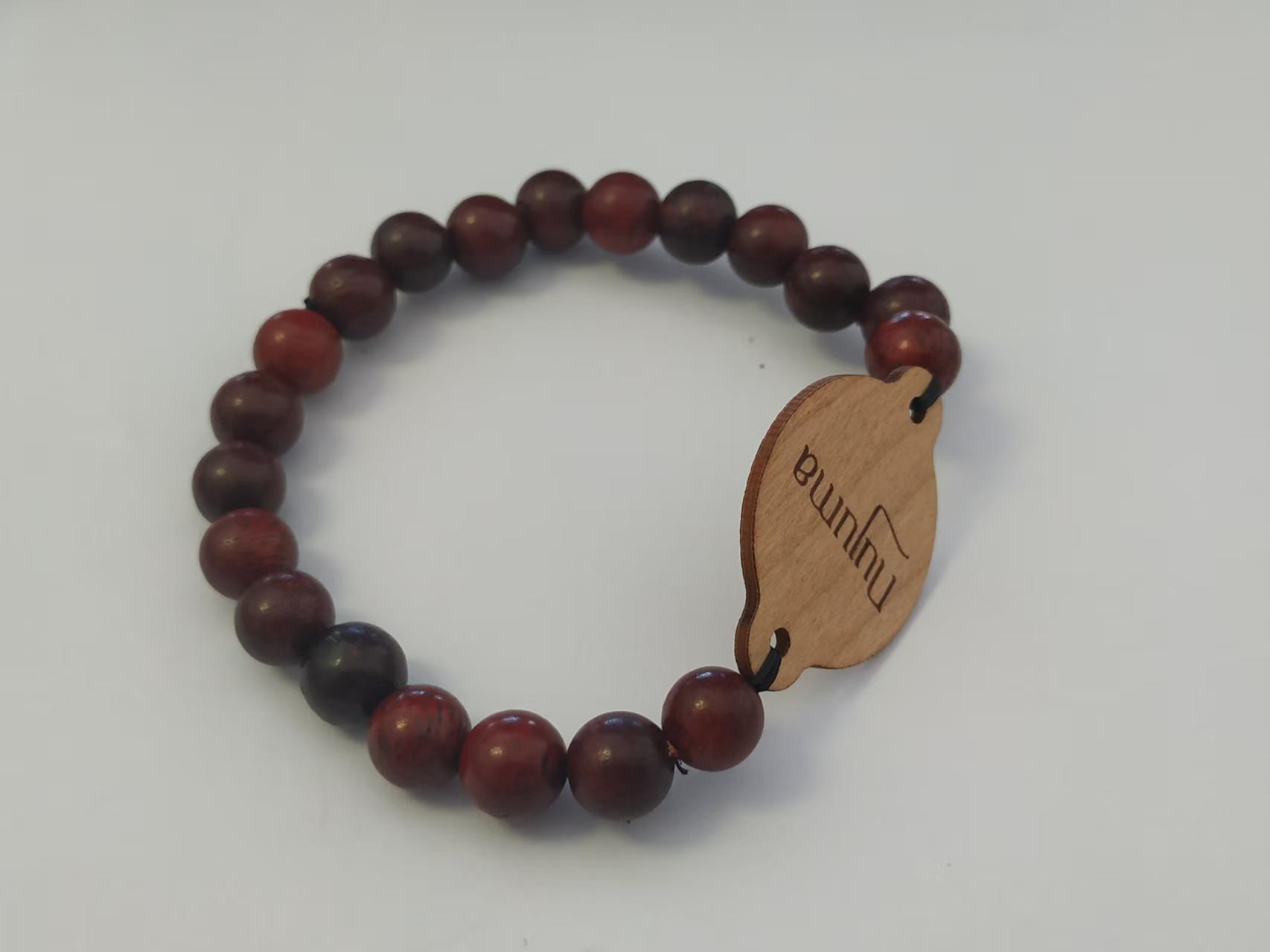 RFID Wristband of wooden cards and wooden beads