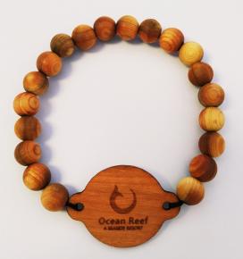RFID Wristband of wooden cards and wooden beads